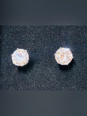NEW 4CT GRA Certified Moissanite Stud Earrings 925 Sterling Silver